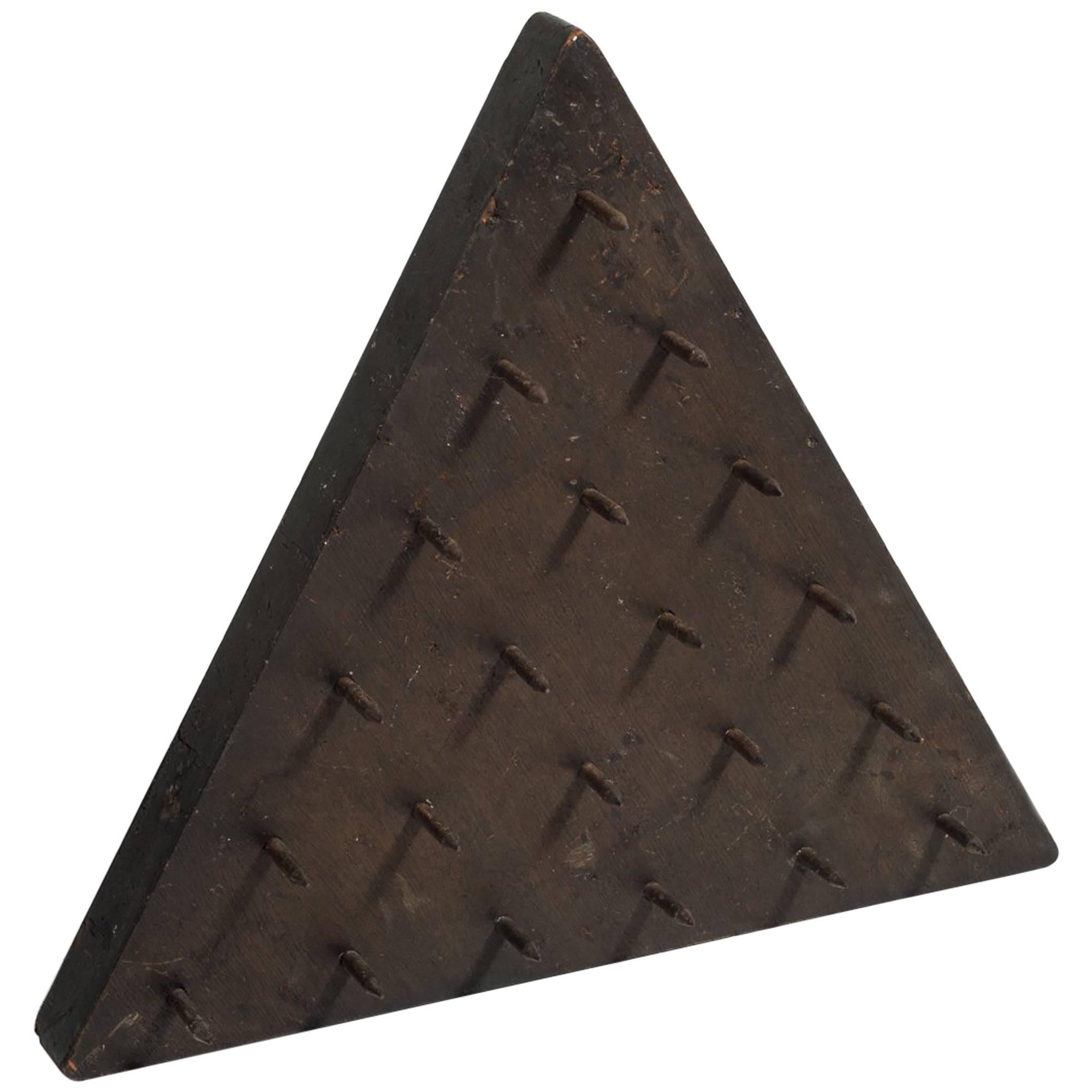 Odd Fellows Triangular Wooden Piece with Spikes, circa 1900