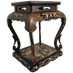 Japanese Showa Era Mother-of-Pearl Inlaid Side Table, Mid 20th Century, Japan