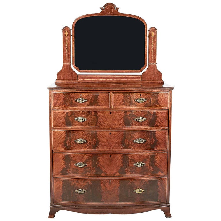 Antique English Inlaid Mahogany Bow Front Dresser At 1stdibs Antique English Inlaid Mahogany Bow Front Dresser For