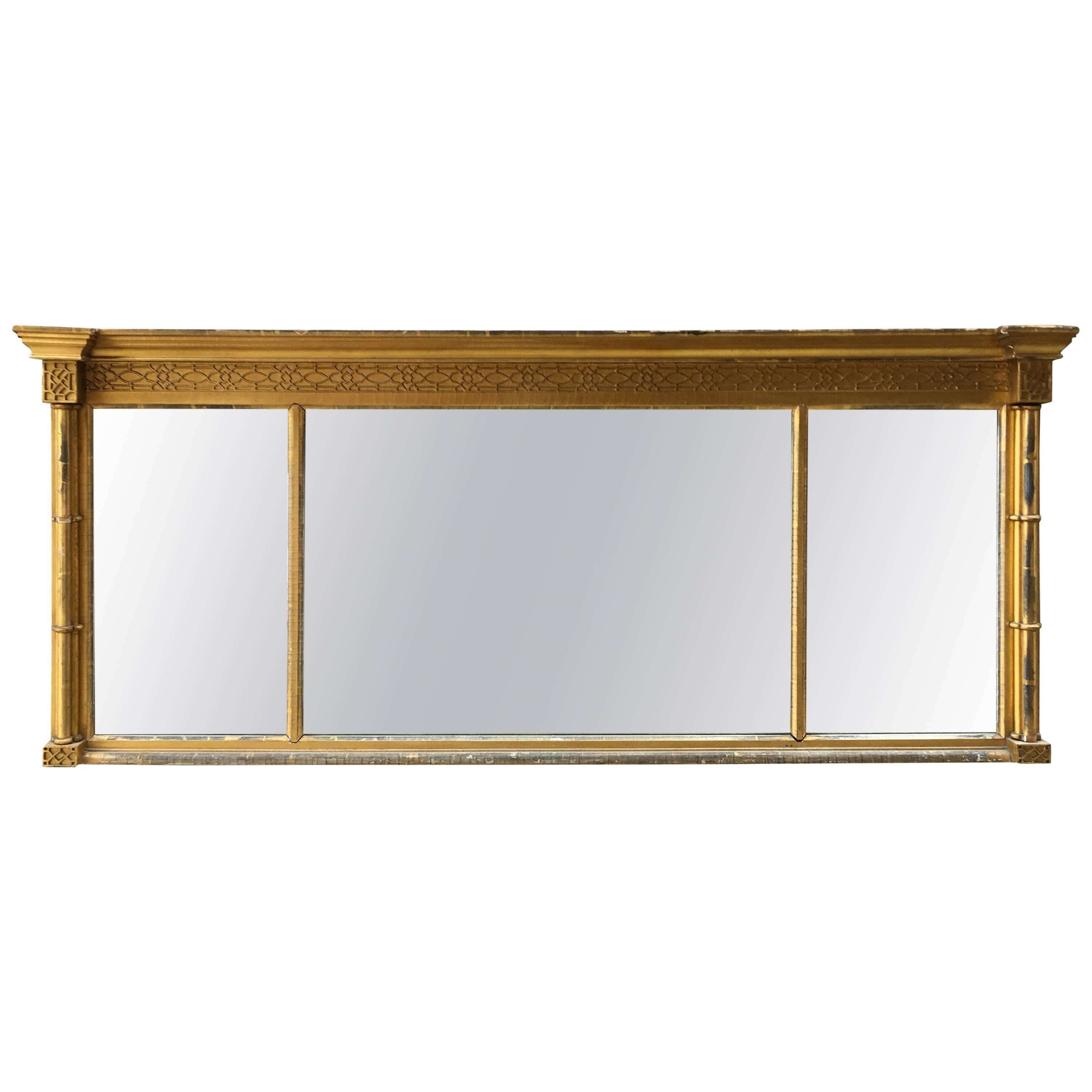 English Three-Panel Overmantel Mirror