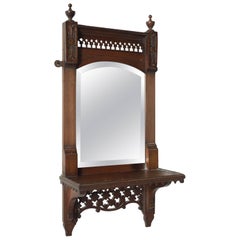 Antique Filigree Mirror with Shelf, circa 1910