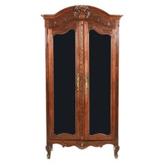 Small Antique French Carved Oak Two-Door Armoire