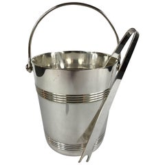 Christofle Silver Plate Ice Bucket and Tongs 1