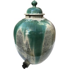 Japan Early Antique Hand-Painted One-of-a-Kind Ceramic Lidded Soy Vessel