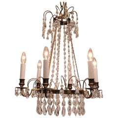 Petite Swedish Neoclassical Six-Light Chandelier 6