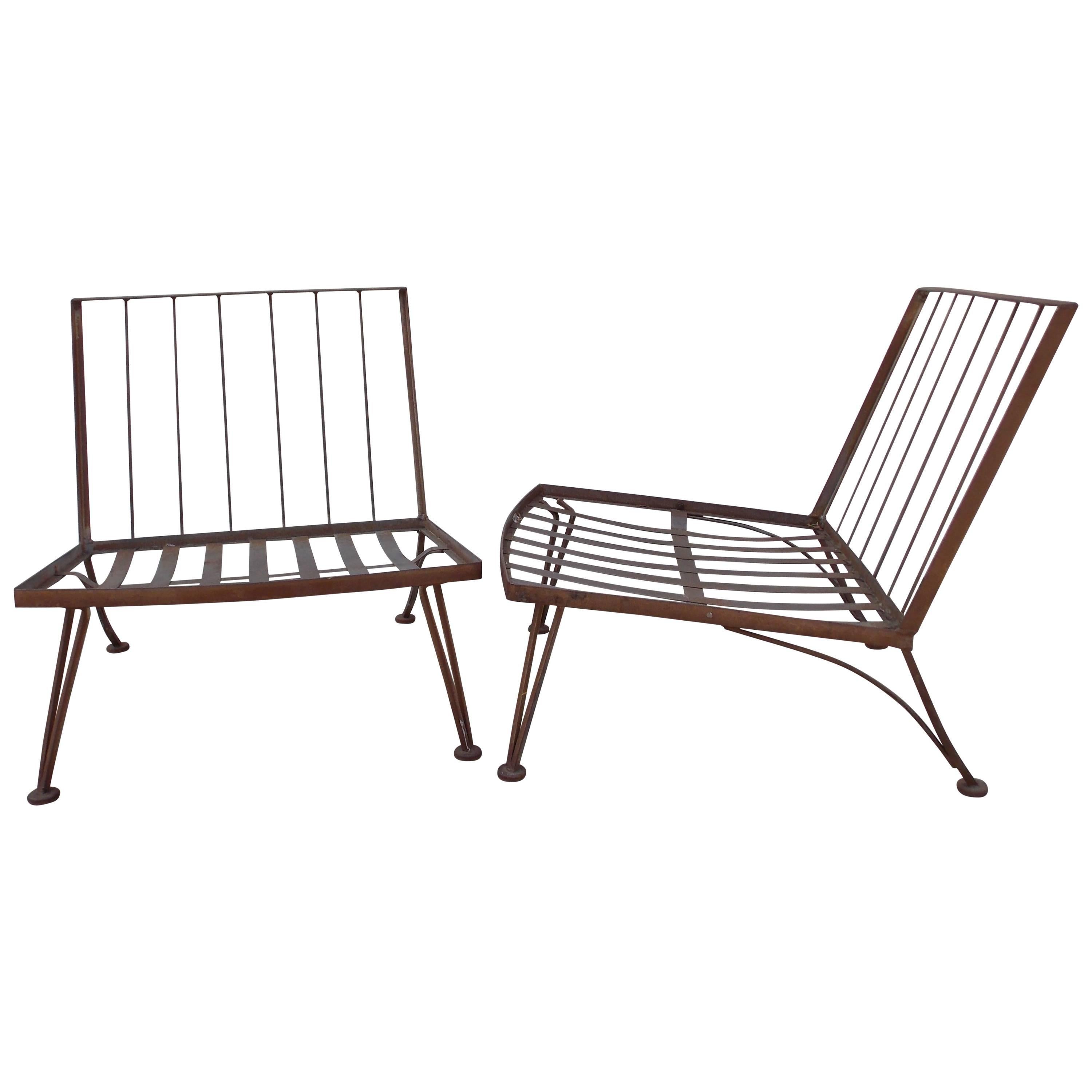 Early Russell Woodard Iron Lounge Chairs