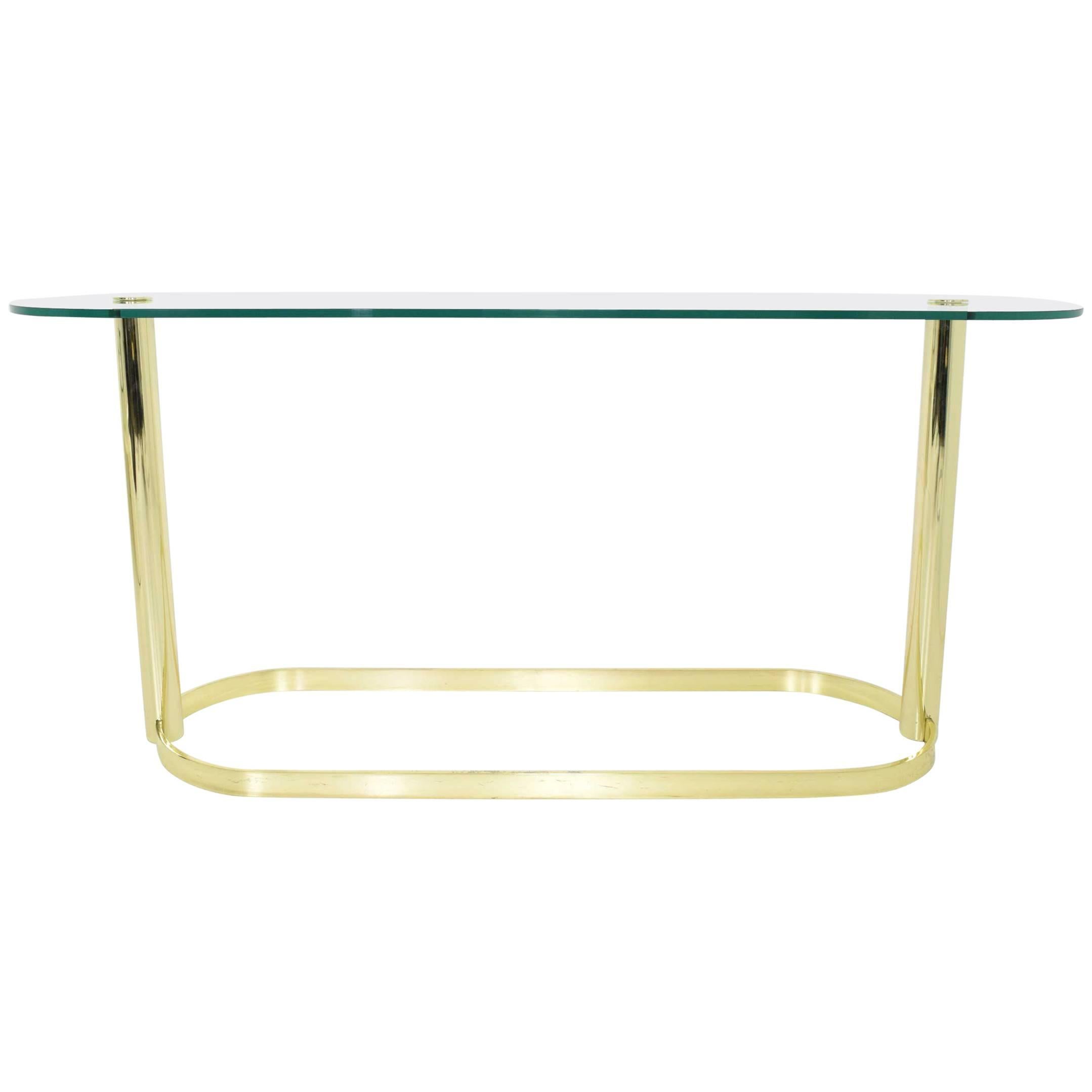 Pace Collection Brass and Glass Console Table 