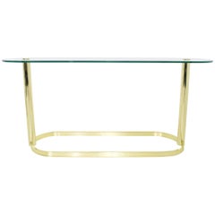 Vintage Pace Collection Brass and Glass Console Table 