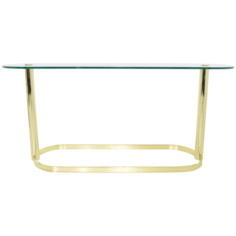 Pace Collection Brass and Glass Console Table  For Sale