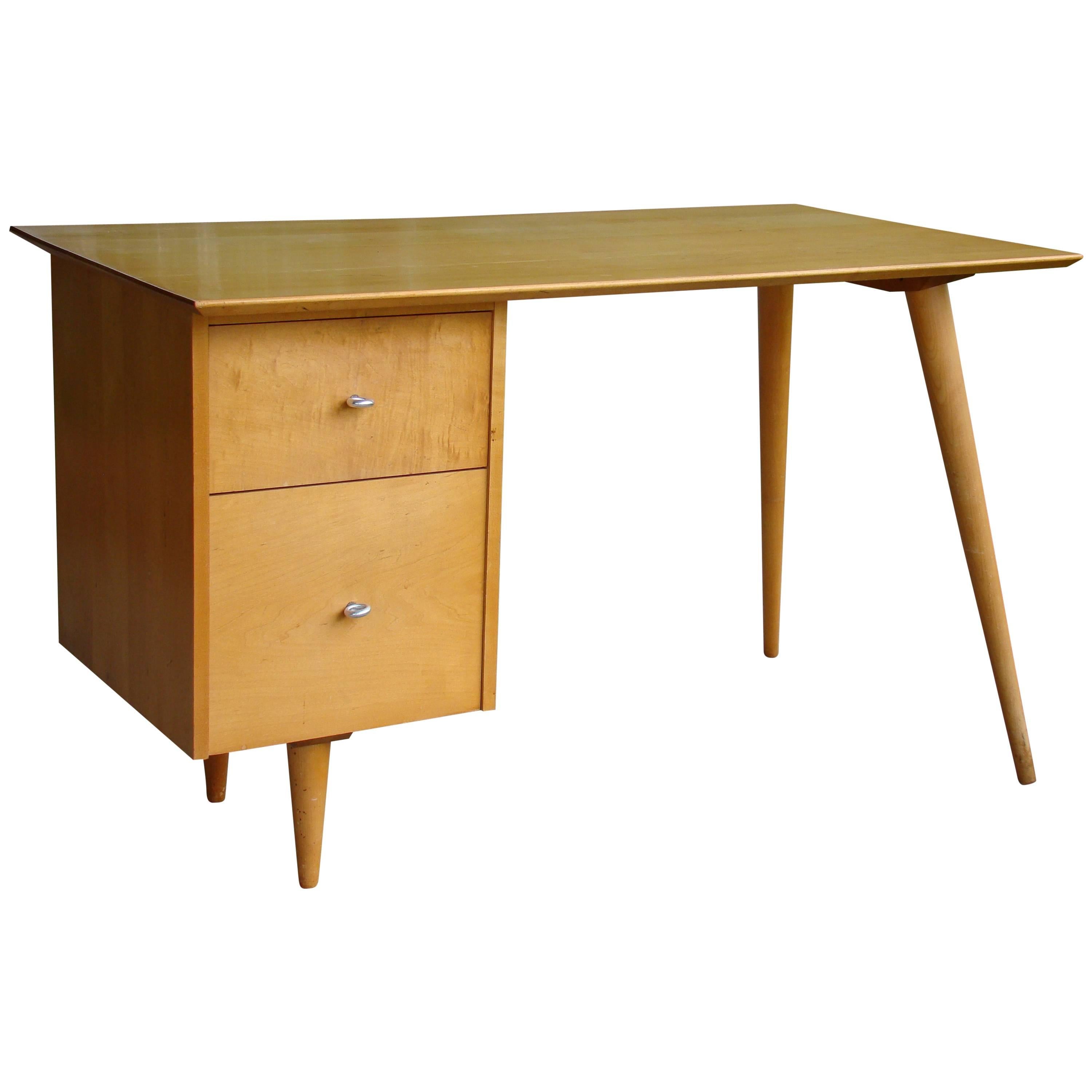 Paul McCobb for Winchendon Planner Group Desk in Maple with Chrome Pulls For Sale