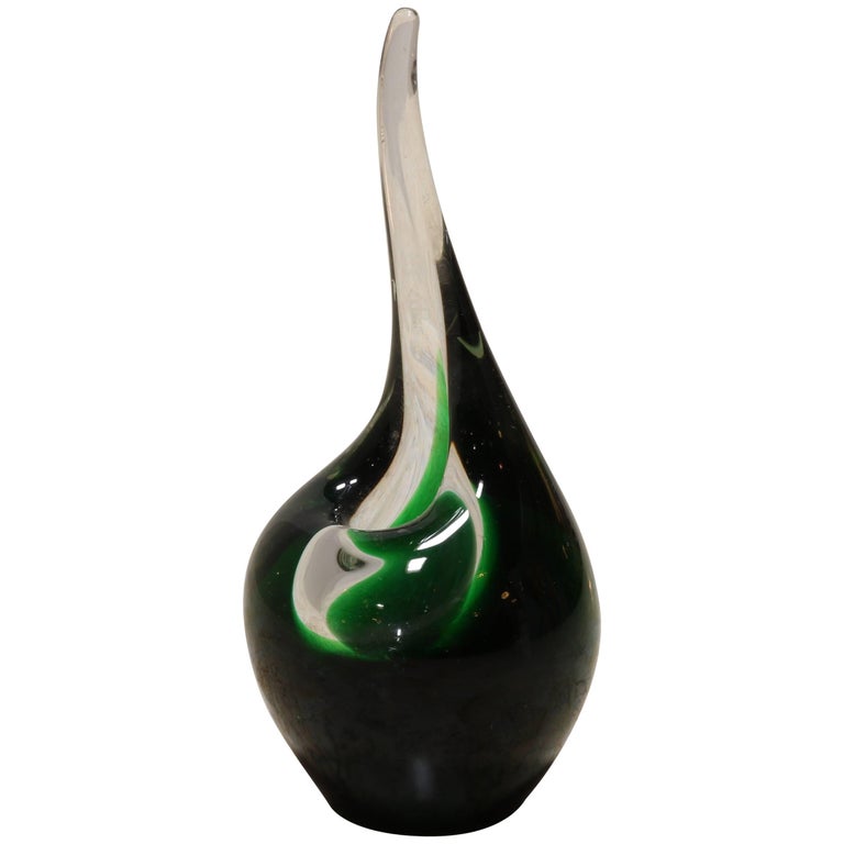 Green Glass "Flamingo" Orchid Vase by Holmegaard For Sale at 1stDibs