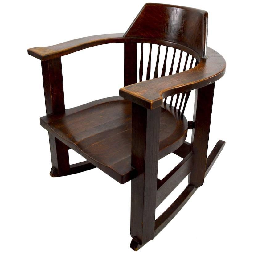 Massive Turn of the Century Oak Rocking Chair