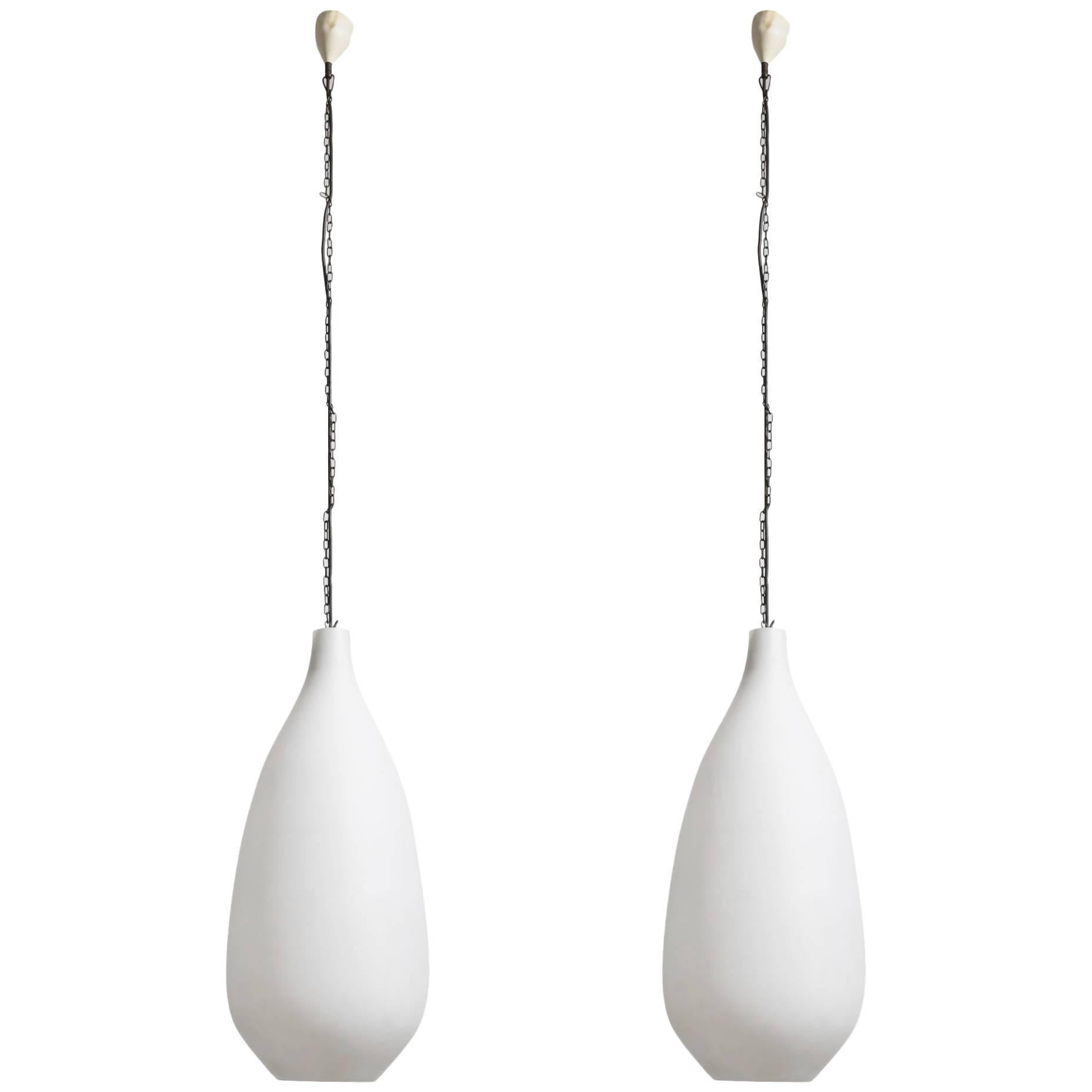 Set of Opaline Pendant Lamps by Aloys Gangkofner, Peill & Putzler