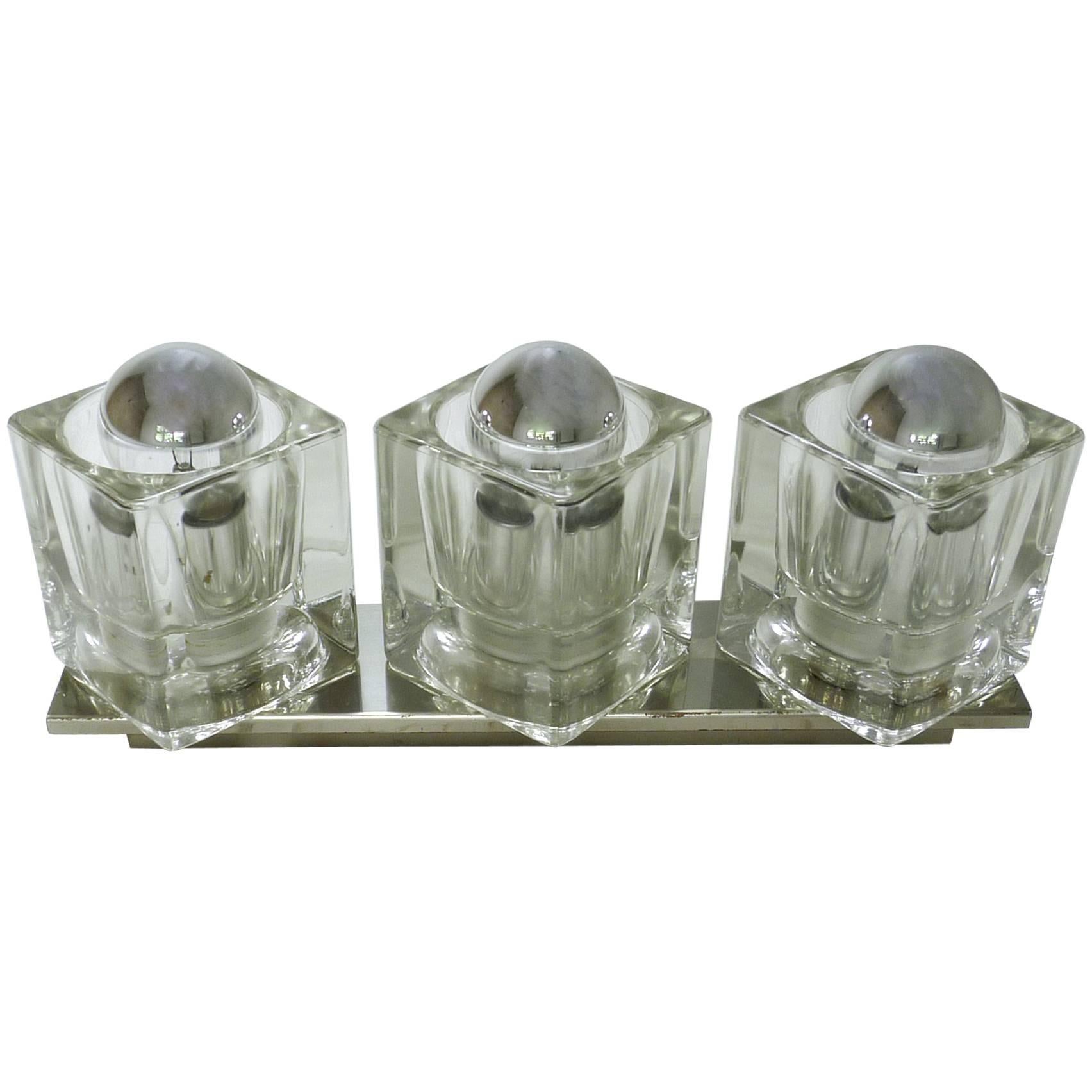 Wall Light with Three Glass Cubes from the 1970s, Germany