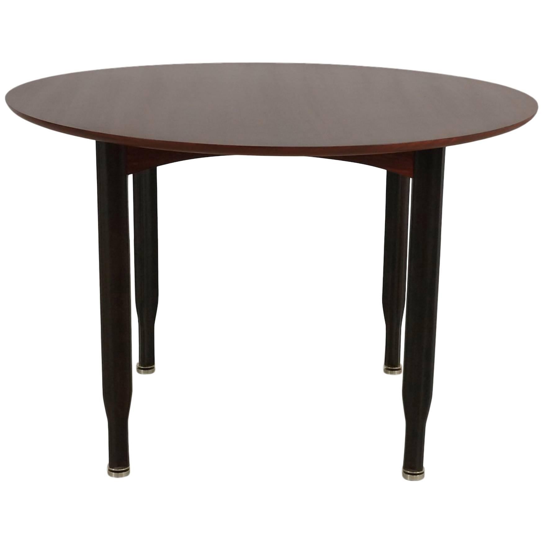Round Mahogany Dining Table, Italy, 1960s For Sale
