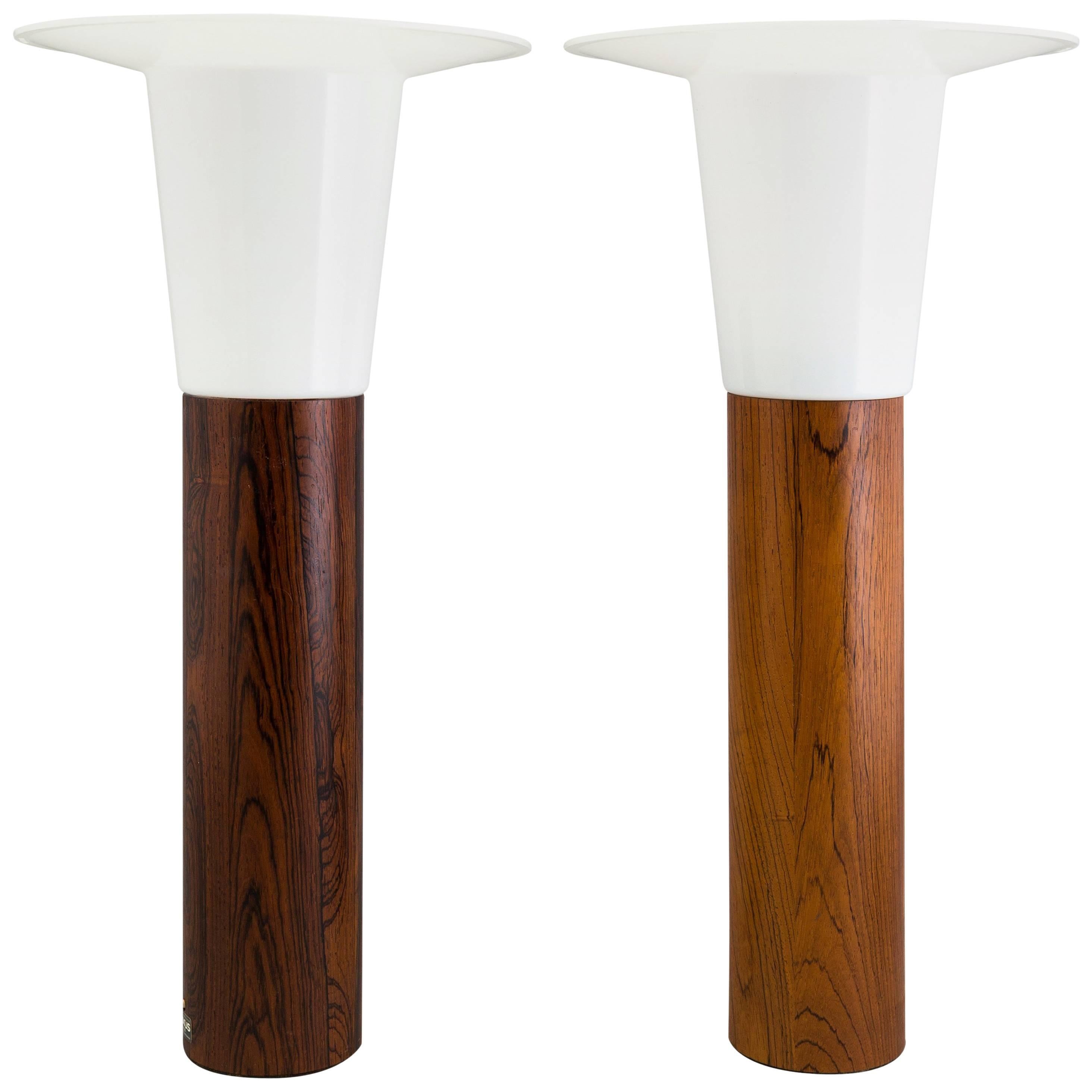 Rosewood Scandinavian Table Lamps by Uno & Osten Kristiansson for Luxus