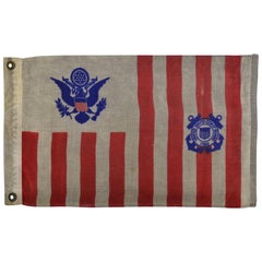 Antique Nautical Flag in White Frame, Coast Guard