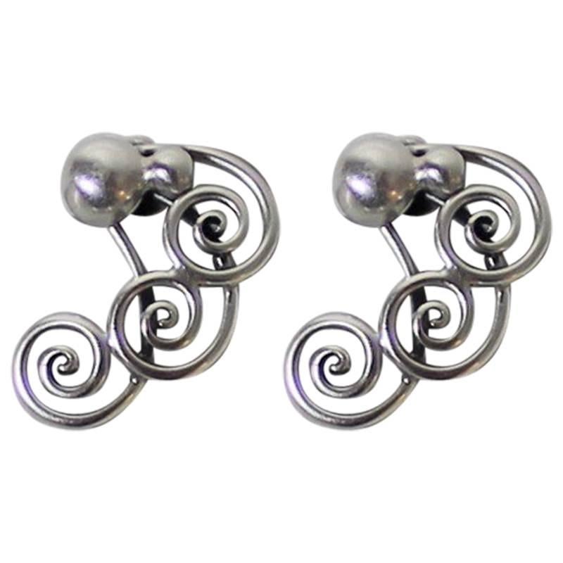 Pair of Hermann Siersbol Danish Sterling Silver Modernist Earrings