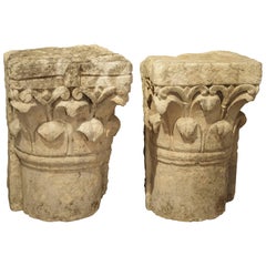 Antique Stone Pilaster Capitals from Lyon, France, circa 1800