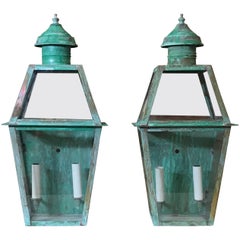 Pair of Large Architectural Copper Wall Lantern