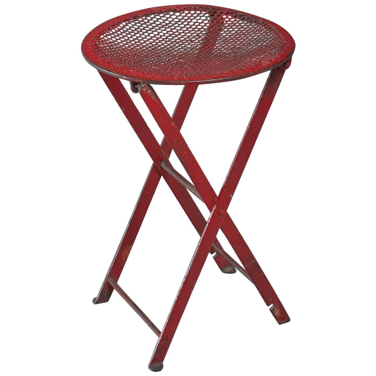 Foldable red metal stool, Germany, 1950s For Sale