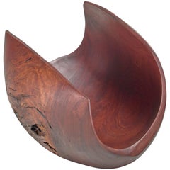 Large Turned Burl Wood Bowl or Magazine Holder, USA