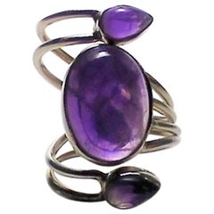Modernist Sterling Silver and Amethyst Ring 6