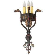 Antique Sconce Attributed to Oscar Bach with Dragon Heads 7