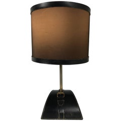 Stitched Leather Table Lamp by Jacques Adnet 5