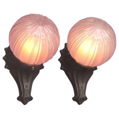 Pair Cast Iron Outdoor Sconces