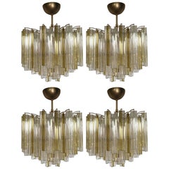 Four Chandeliers "Trilobo" by Venini, 1960