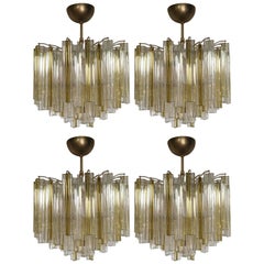 Four Chandeliers "Trilobo" by Venini, 1960