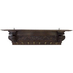 Large and Rare Renaissance Revival Carved Coat Rack, 1890s