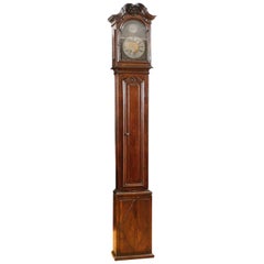 Antique Early 17th Century Flemish Tall-Case Clock with Oak Case and Pewter Dial