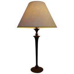 Giacometti Style Hammered Painted Bronze Table Lamp, Offered by La Porte