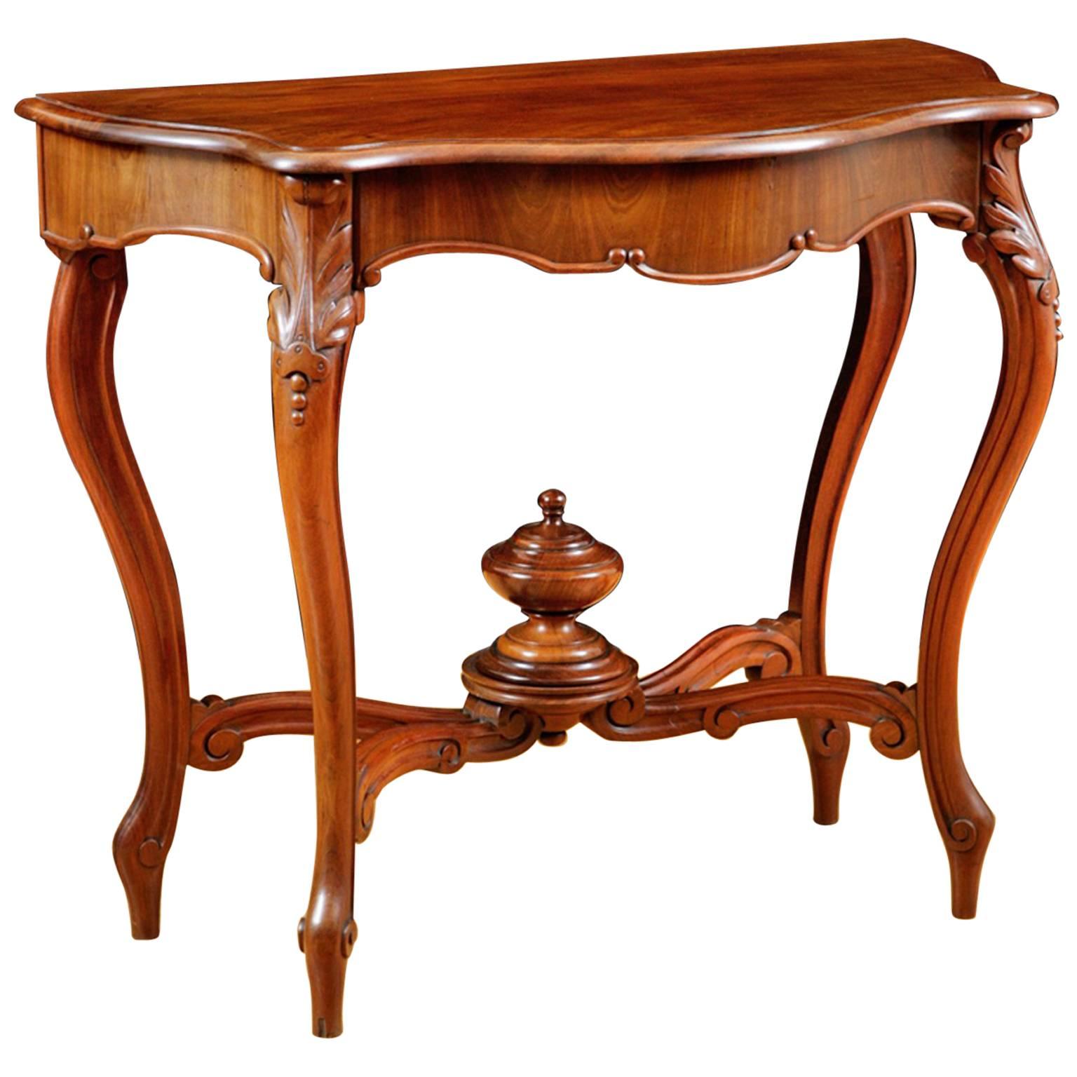 French Louis Philippe Console in Mahogany with Zinc-Lined Cellarette, circa 1830