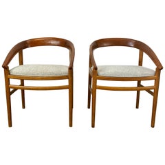 Sillones clásicos modernos daneses de roble y teca curvada de H. Brockmann-Petersen