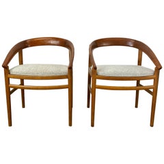 Vintage Classic Danish Modern Oak and Curved Teak Armchairs by H. Brockmann-Petersen