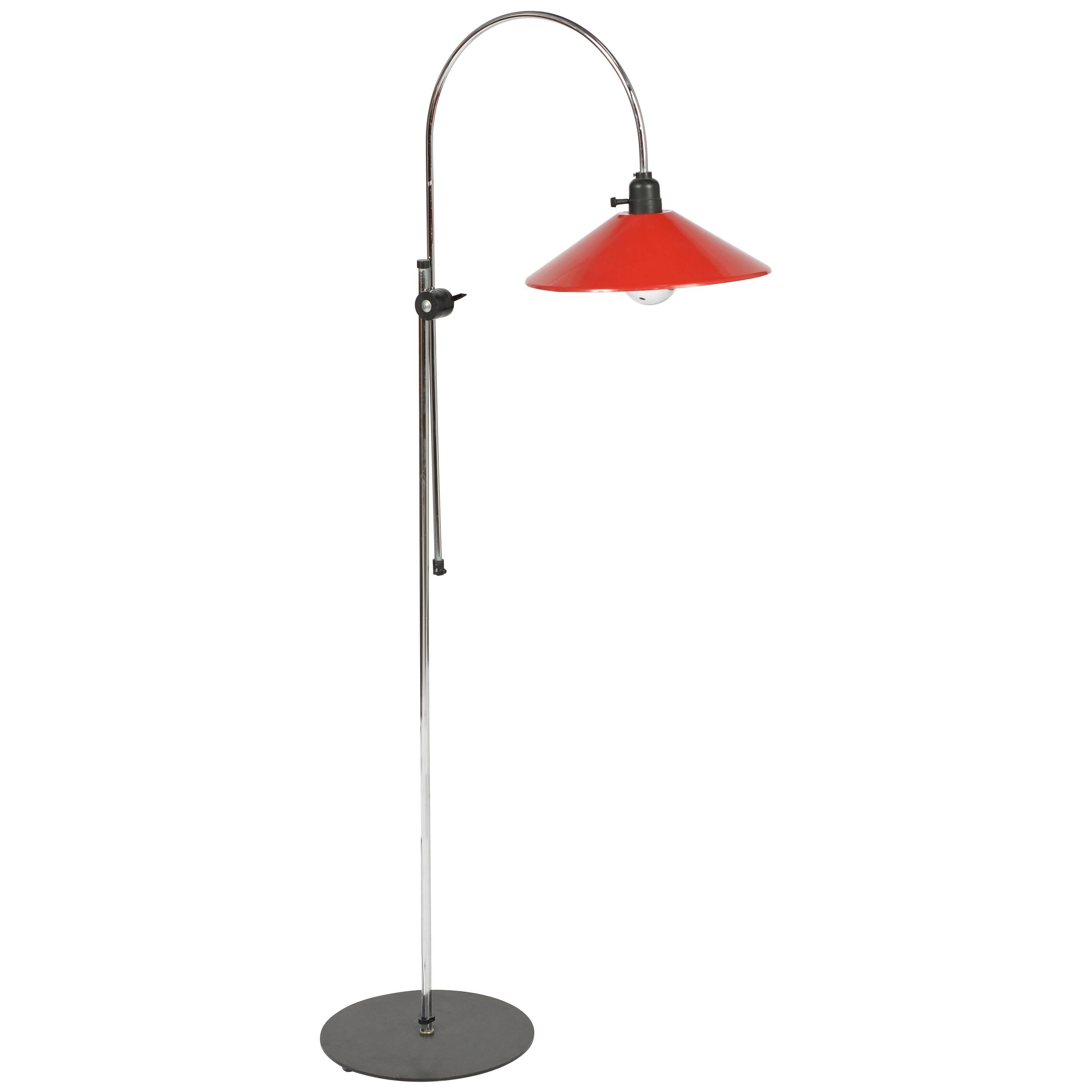 Adjustable Red and Black Italian Modern Floor Lamp For Sale