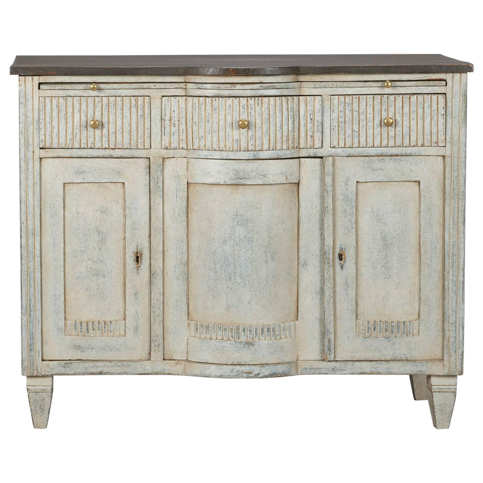 19th Century Painted Serpentine Buffet Cabinet