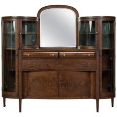 American Arts & Crafts Oak and Curved Glass Cabinet 6