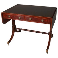 Antique English Inlaid Flame Mahogany Duncan Phyfe School Server, 19th Century
