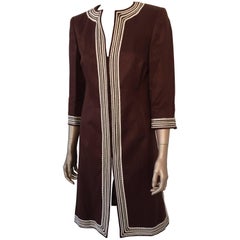 Escada Linen Chocolate Brown Caftan Dress Coat