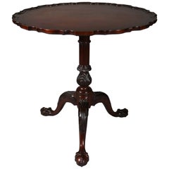 Antique American Chippendale Carved Mahogany Pie Crust Tilt-Top Table