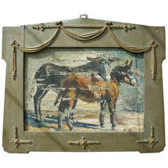 Folk Art Painting of Donkeys