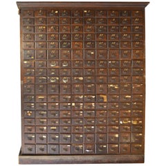 Late 18th Century, Oak Card Catalog File Cabinet Storage with 170 Drawers