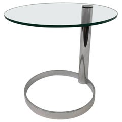 Polished Nickel and Glass Side Table by Pace Collection