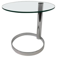 Polished Nickel and Glass Side Table by Pace Collection 9