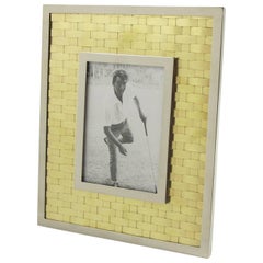 Italian Chrome and Brass Picture Photo Frame, Woven Design, circa 1970s