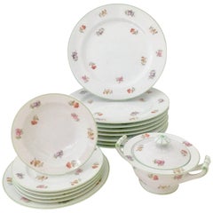 20th Century Japanese Porcelain Floral Motif Dinnerware, Set/16